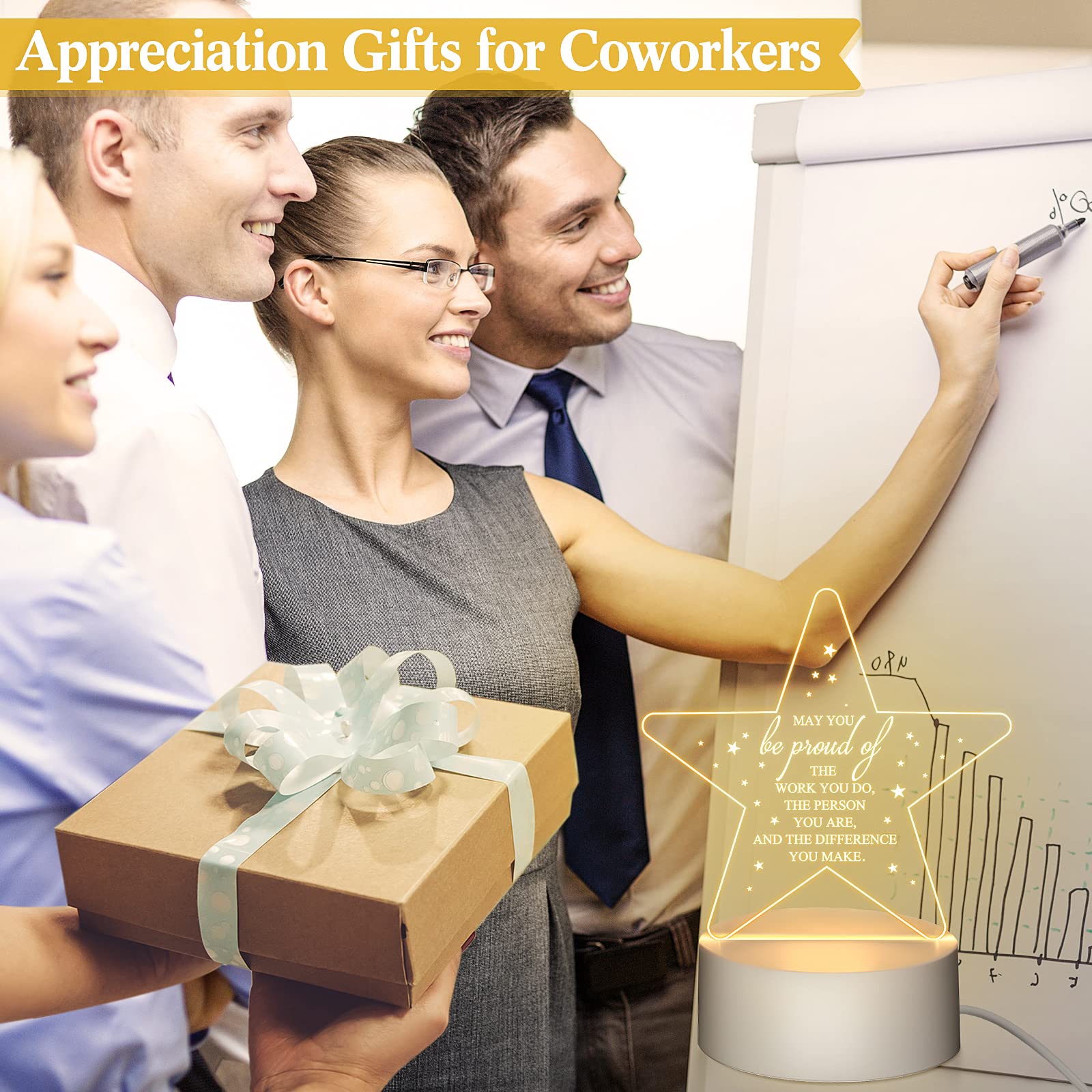 30 Pcs Employee Appreciation Gifts for Employee Acrylic LED Night Light May You Be Proud The Work You Do Team Gifts Thank You Gift for Volunteer Social Worker Gifts Vet Tech Appreciation(Star)