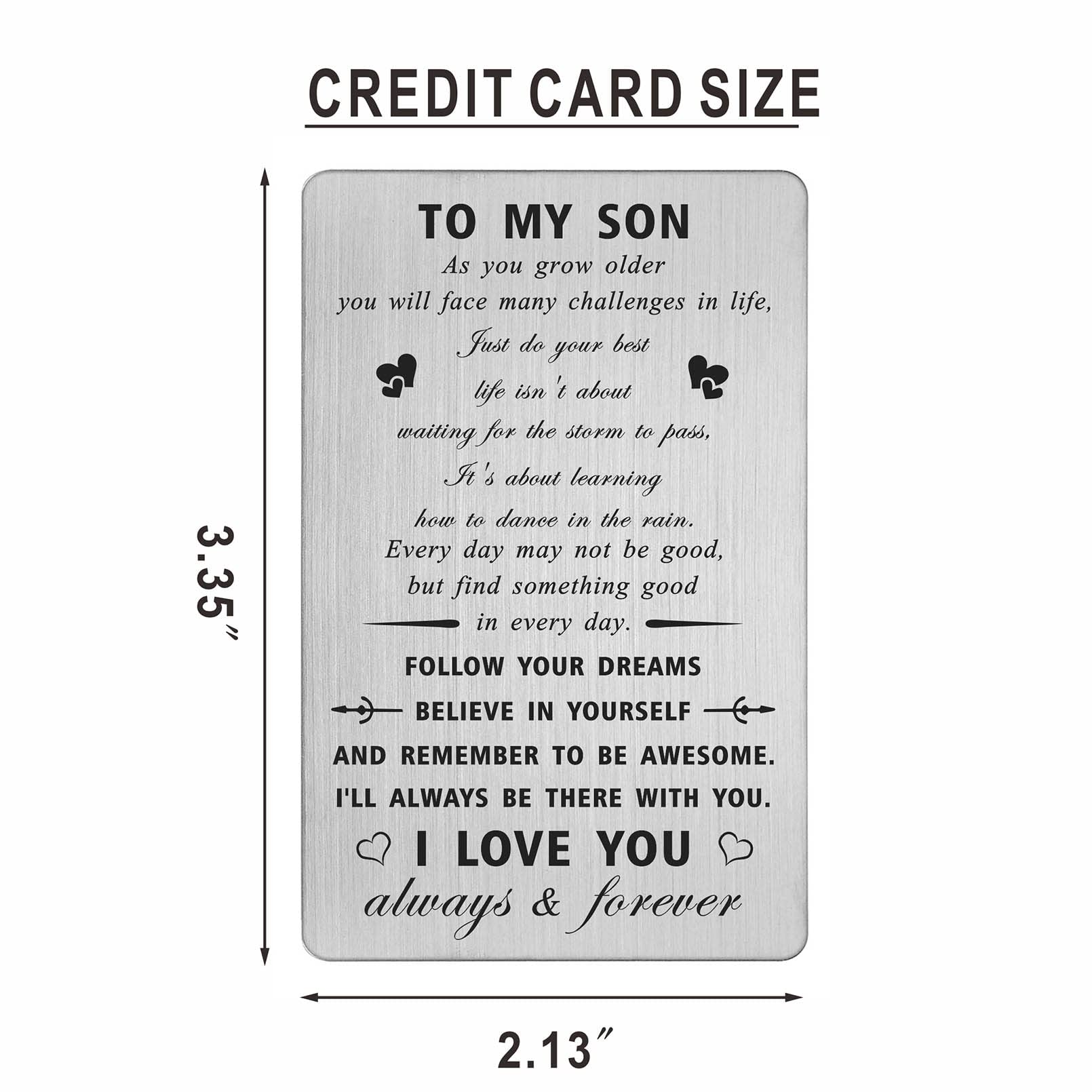 CPLJW Fathers Day Card Gifts for Son from Mom Dad - Just Do Your Best - to My Son Birthday Engraved Wallet Card Gifts Ideas