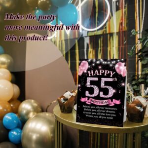 CMHIE 55th Birthday Party Signs with Paper Holder - Rose Gold 55 Year Birthday Party Table Signs Decorations for Happy Birthday Party Activities Celebration Reception Table Supplies - danpink10