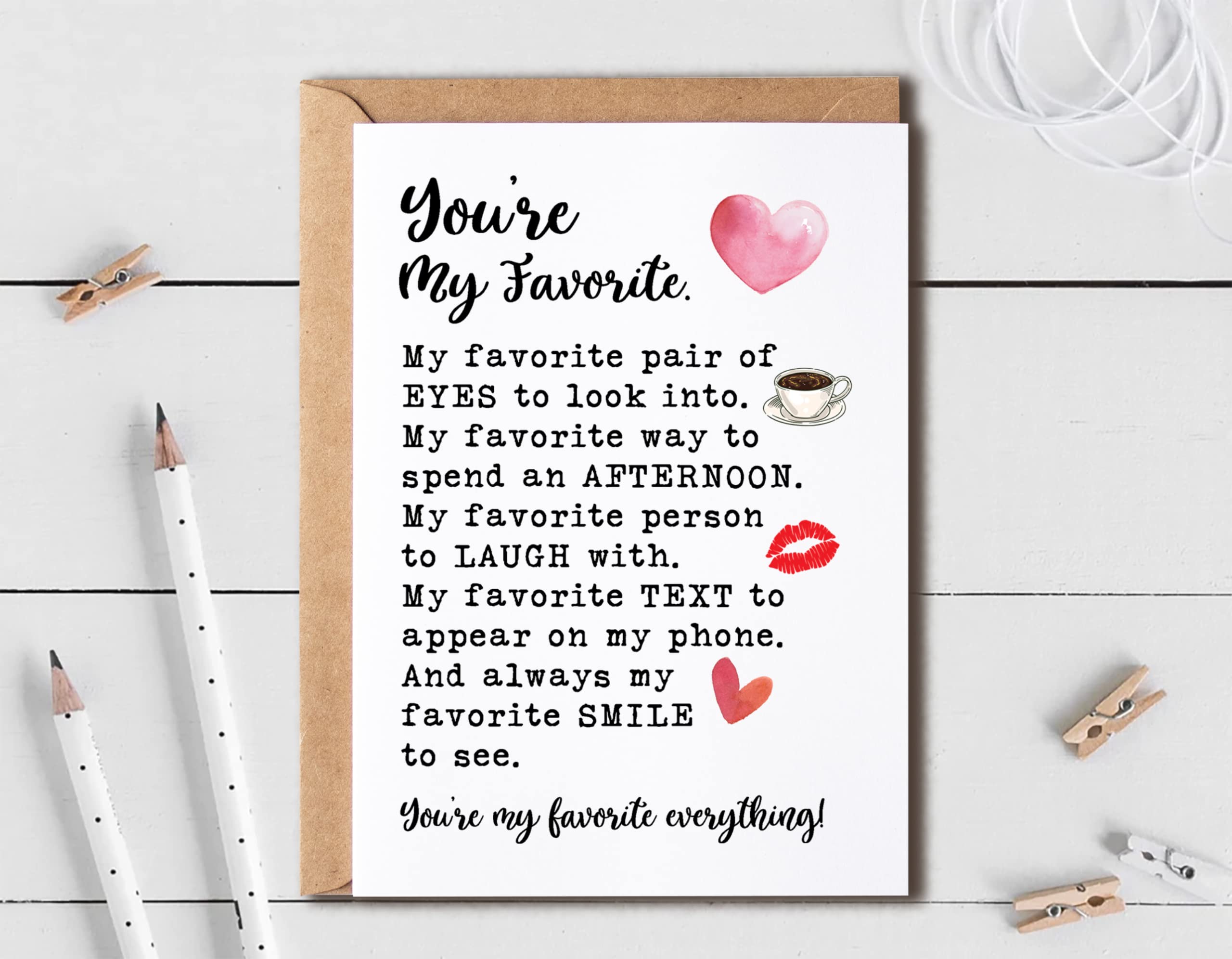 You're My Favorite Everything Card For Friend And Sister - Funny Birthday Card For Best Friend - Unique Birthday Gift - Valentines Day Card