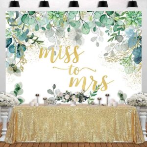 Sensfun Miss to Mrs Bridal Shower Backdrop Greenery Eucalyptus Leaves Floral Wedding Background Bride to Be Engagement Party Decorations Banner Photo Booth 7x5ft