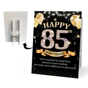 cmhie 85th birthday party signs with paper holder - black gold 85 year birthday party table signs decorations for happy birthday party activities celebration reception table supplies - dangold16