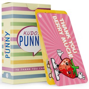 70 Punny Kudos Cards – Funny Pun Humor Blank Back Thank You Appreciation & Recognition Postcard – School Lunch Box Kids Notes – Business Employee Motivational Affirmation Bulk Gift – Teacher Reward