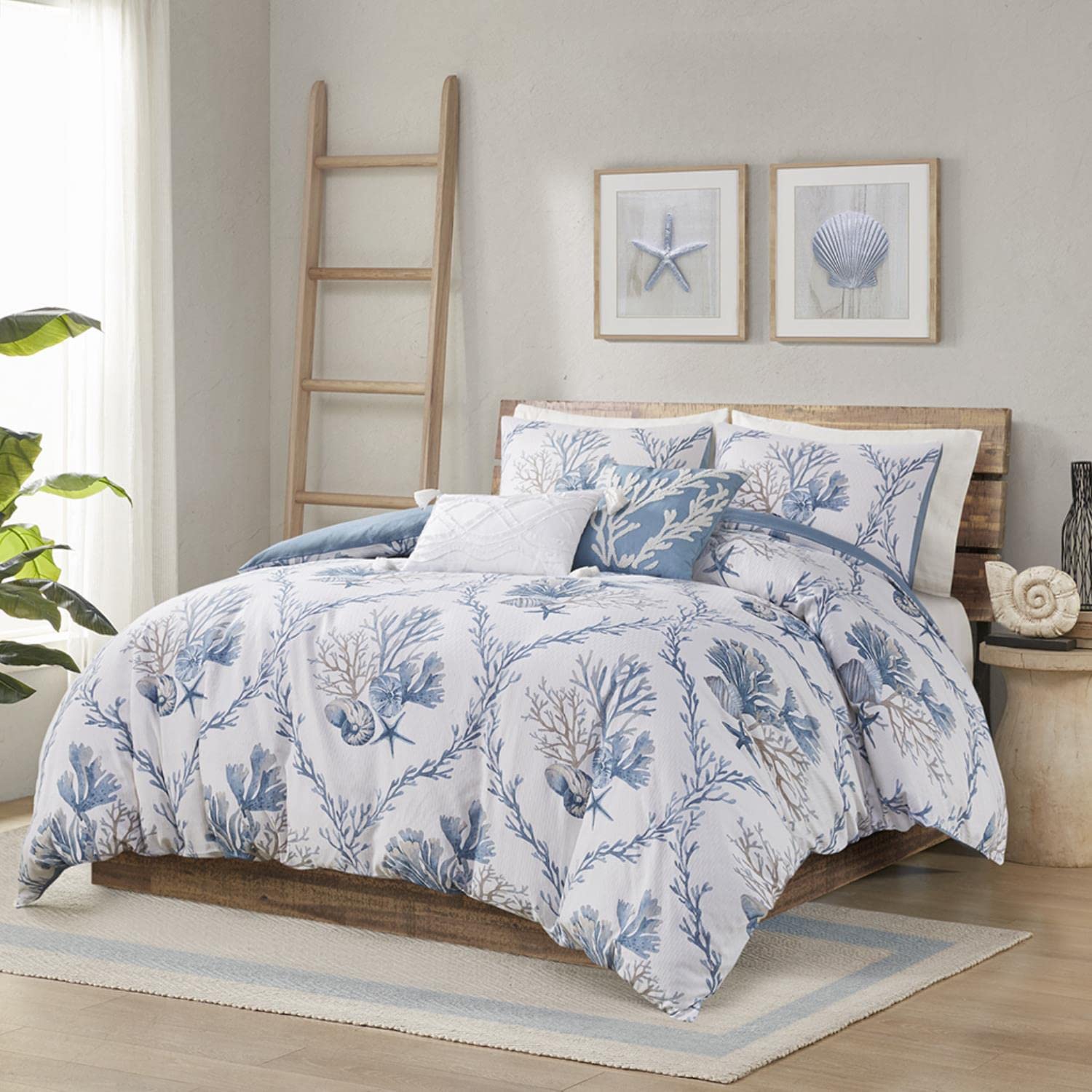 Harbor House Duvet Cover King Size, Textured Dobby Weave Lightweight Duvet Cover, Coastal Print, Soft & Breathable Cotton Bedding King Duvet Cover Set, Pismo Beach, King/Cal King Multi 5 Piece