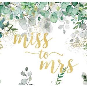 Sensfun Miss to Mrs Bridal Shower Backdrop Greenery Eucalyptus Leaves Floral Wedding Background Bride to Be Engagement Party Decorations Banner Photo Booth 7x5ft