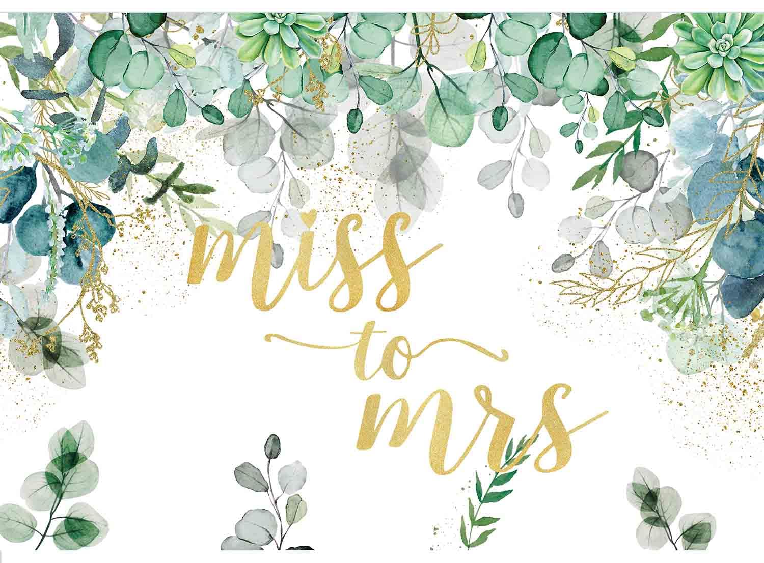 Sensfun Miss to Mrs Bridal Shower Backdrop Greenery Eucalyptus Leaves Floral Wedding Background Bride to Be Engagement Party Decorations Banner Photo Booth 7x5ft