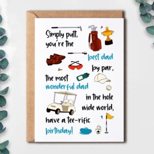 EruditeGifts Simply Putt You're The Best Dad By Par - Funny Birthday Card For Dad From Son Daughter - Golf Birthday Greeting Card For Daddy