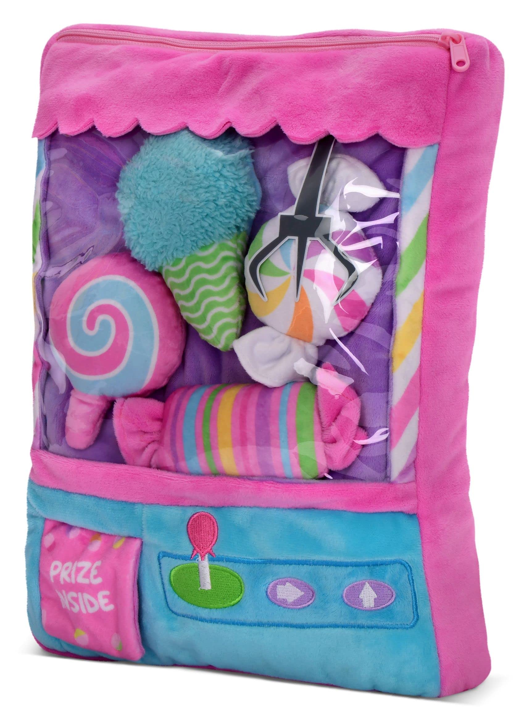 iscream Sweet Surprise Claw Machine Fleece 5-Piece Play Pillow Set with Embroidered Accents