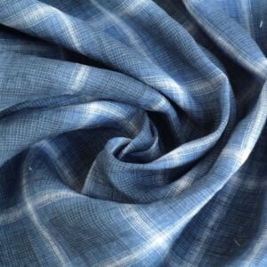 Navy Blue Linen Gradation Plaid Fabric | Versatile Fabric Material - Ideal for Sewing, Crafts and Home Decor