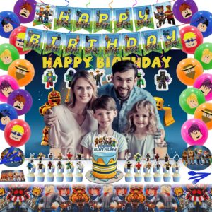 Birthday Party Supplies, Party Decorations Include Happy Birthday Banner, Backdrop, Tableware Set, Tablecloth, Cake Toppers, Cupcake Toppers, Latex Balloons, Hanging Swirls