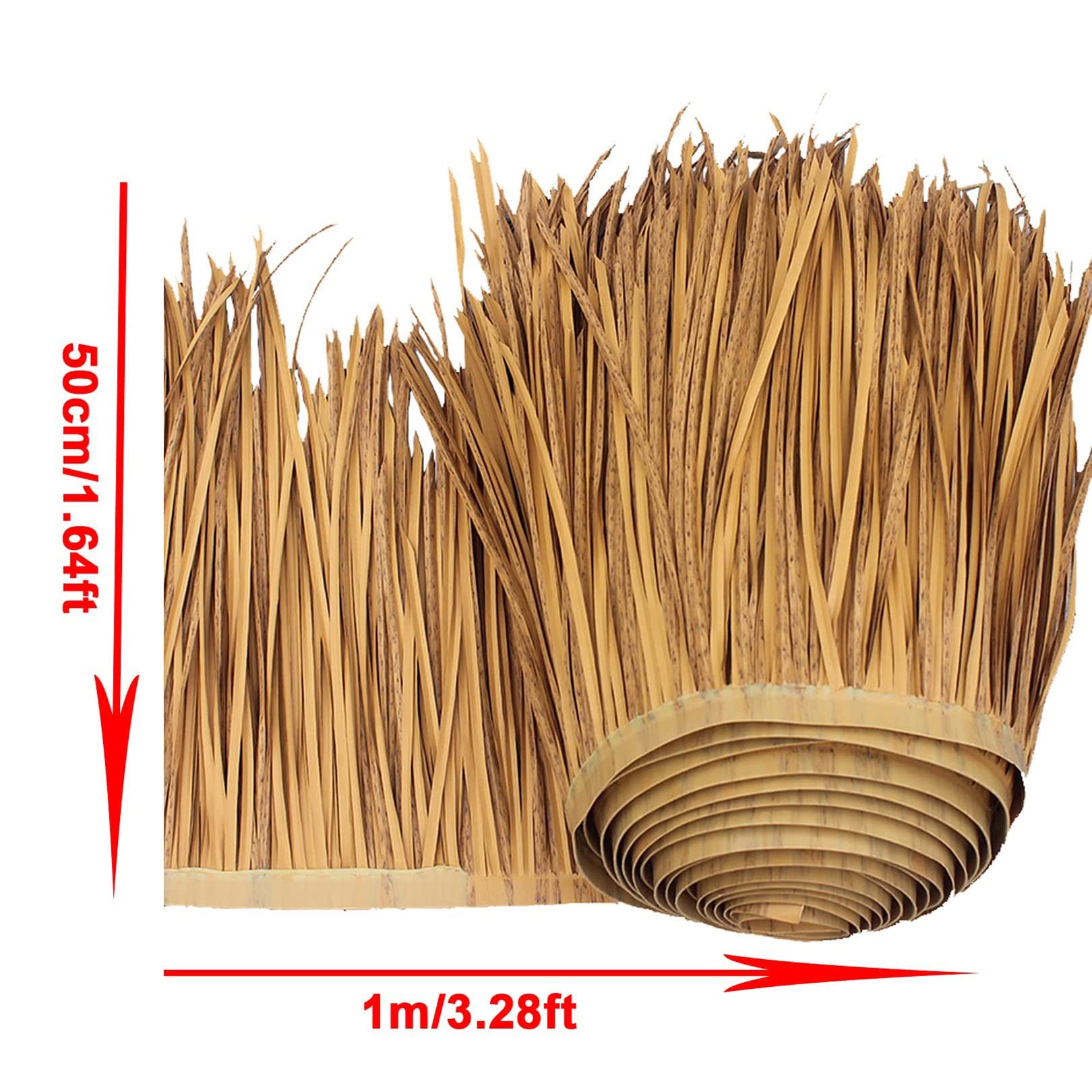 DIOB Palm Thatch Rolls Thatch Roofing Fireproof Straw Thatched for Tiki Hut Bar Gazebo Party (Size : 0.5x3m(1.64x9.8ft))