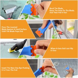 Honoson 600 Pieces Plastic Razor Blade Scraper Blades Plastic Scraper Tools Double Edge Razor Blades with a Tip Slot Edge Blades for Removing Decals, Stickers, Cleaning Window Glass (Orange)