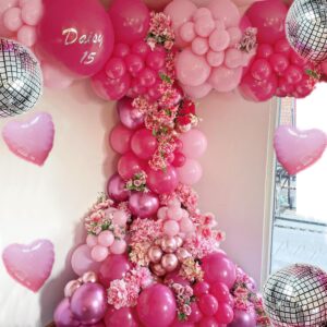 GoExquis 200PCS Hot Pink Metallic 22"18"14"10" Balloon Arch Garland Birthday Baby Shower Bridal Shower Valentine Engagement Wedding Party Decorations Supplies