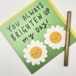 Old English Co. You Brighten Up My Day Card for Him or Her - Daisy Flower Thank You and Thinking of You Card for Friend - Sorry, Sympathy, Condolences for Men and Women | Blank Inside with Envelope