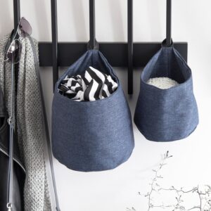 Bigso Box of Sweden Soft Hang Around Hanging Storage Basket Small | For Organizing Everyday Necessities | Collapsible Wall Hanging Storage Basket for Closets | 6.7" x 6.7" | Small | Navy