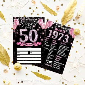 90th Birthday Party Invitation Card - Rose Gold Invites with Back In 1933 Poster Printing On The Back Double-Sided Fill-in Invites - 20 Cards with Envelopes for Party Favors - sr-09