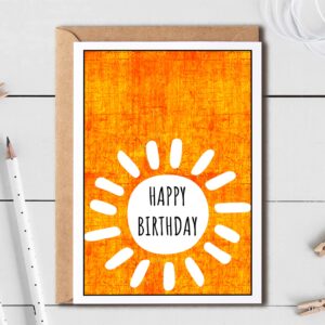 EruditeGifts Happy Birthday Sun Mustard Yellow Greetings Card - Happy Birthday Sunshine Card - Happy Birthday Card For Friend - You Are My Sunshine Card