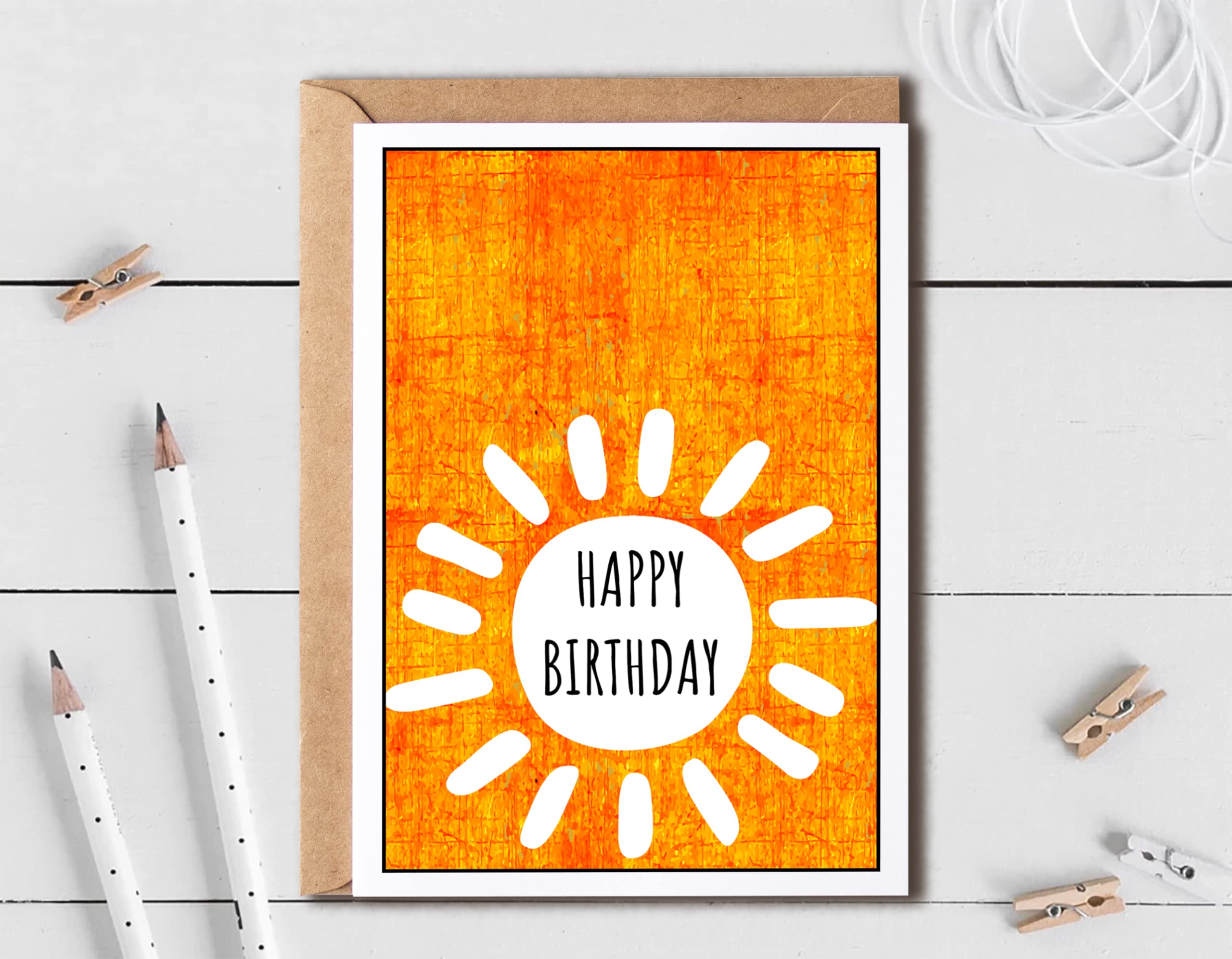 EruditeGifts Happy Birthday Sun Mustard Yellow Greetings Card - Happy Birthday Sunshine Card - Happy Birthday Card For Friend - You Are My Sunshine Card