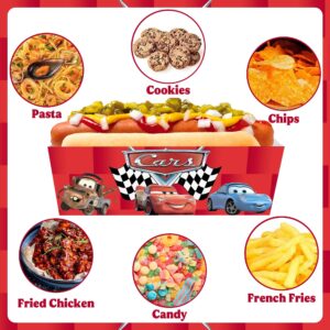 Cars Birthday Party Supplies, Cars Party Decorations, 24pcs Cars Paper Food Trays, Cars Party Favors Movie Snack Trays Hot Dog Popcorn