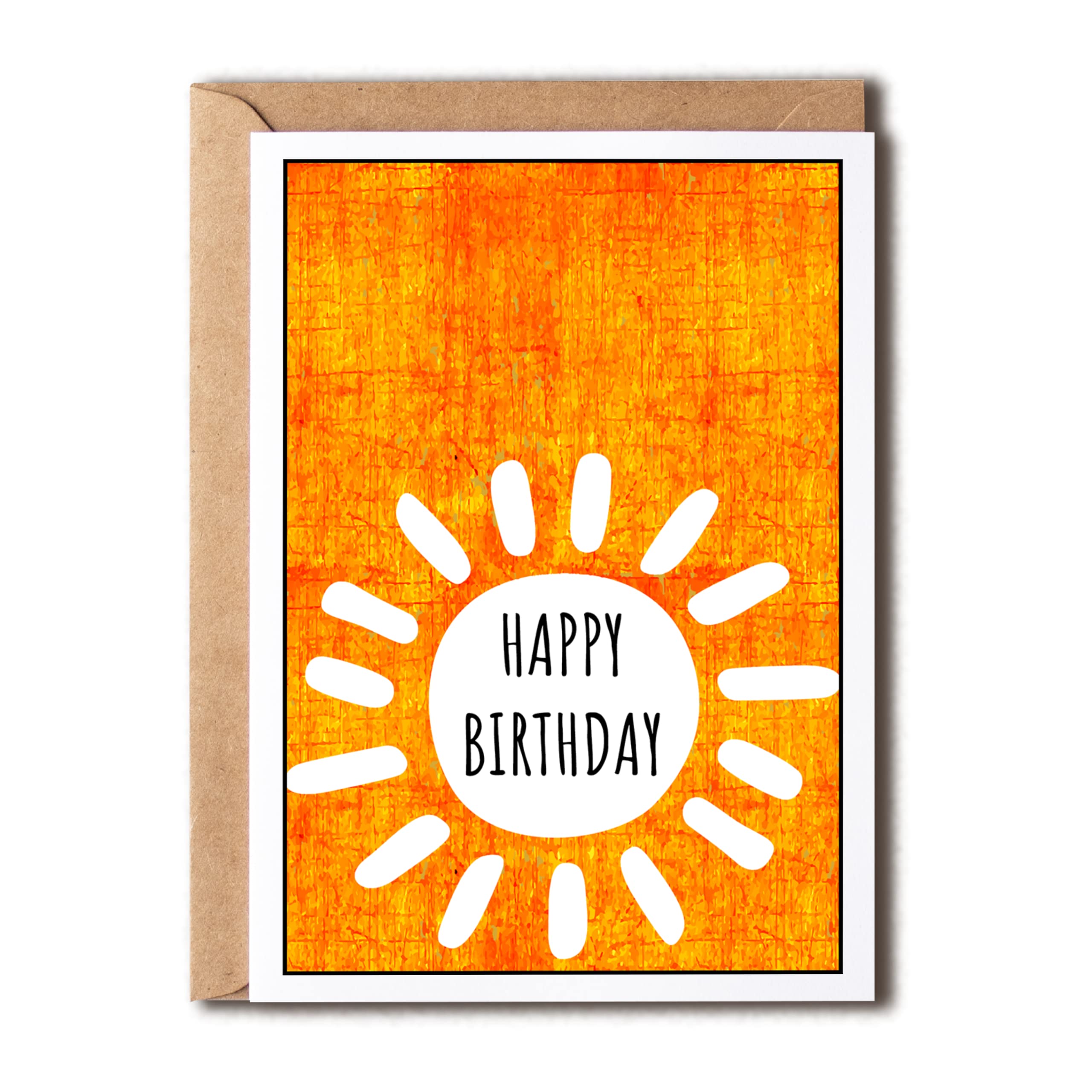 EruditeGifts Happy Birthday Sun Mustard Yellow Greetings Card - Happy Birthday Sunshine Card - Happy Birthday Card For Friend - You Are My Sunshine Card