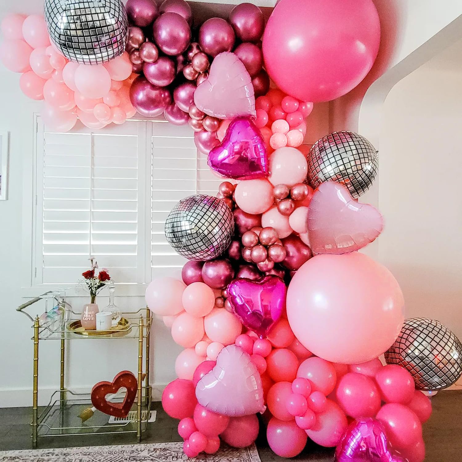 GoExquis 200PCS Hot Pink Metallic 22"18"14"10" Balloon Arch Garland Birthday Baby Shower Bridal Shower Valentine Engagement Wedding Party Decorations Supplies