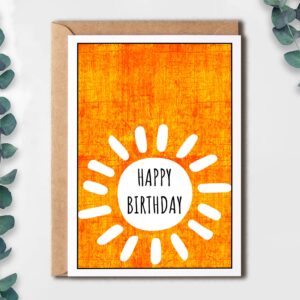 EruditeGifts Happy Birthday Sun Mustard Yellow Greetings Card - Happy Birthday Sunshine Card - Happy Birthday Card For Friend - You Are My Sunshine Card