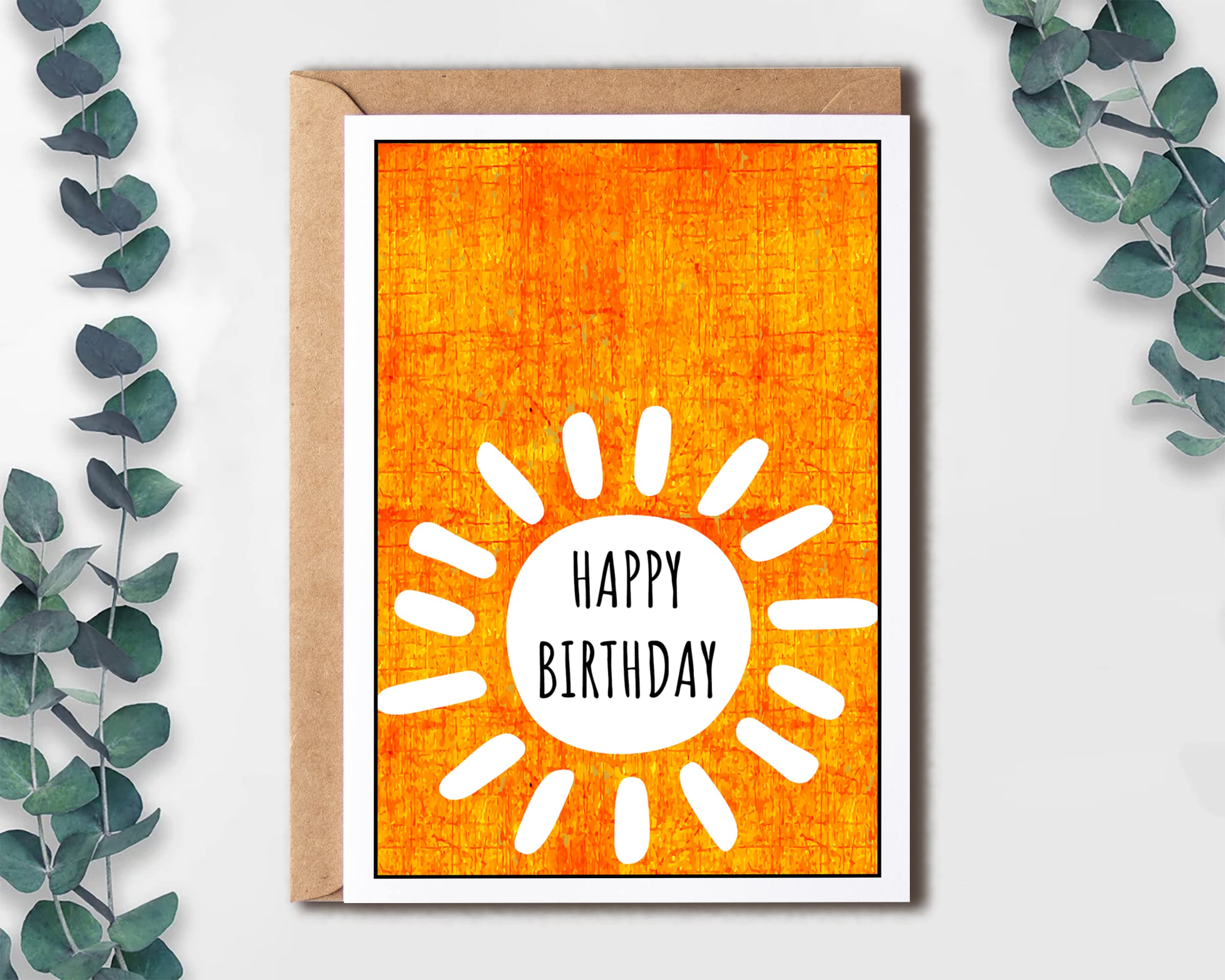 EruditeGifts Happy Birthday Sun Mustard Yellow Greetings Card - Happy Birthday Sunshine Card - Happy Birthday Card For Friend - You Are My Sunshine Card