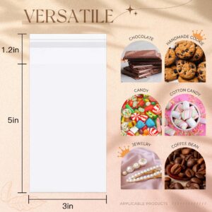 YunKo 100PACK Self Sealing Cellophane Bags Clear Cookie Bags for Gift Giving Treat bags for Packaging Cookies,Candy,Gifts（5x3 Inch