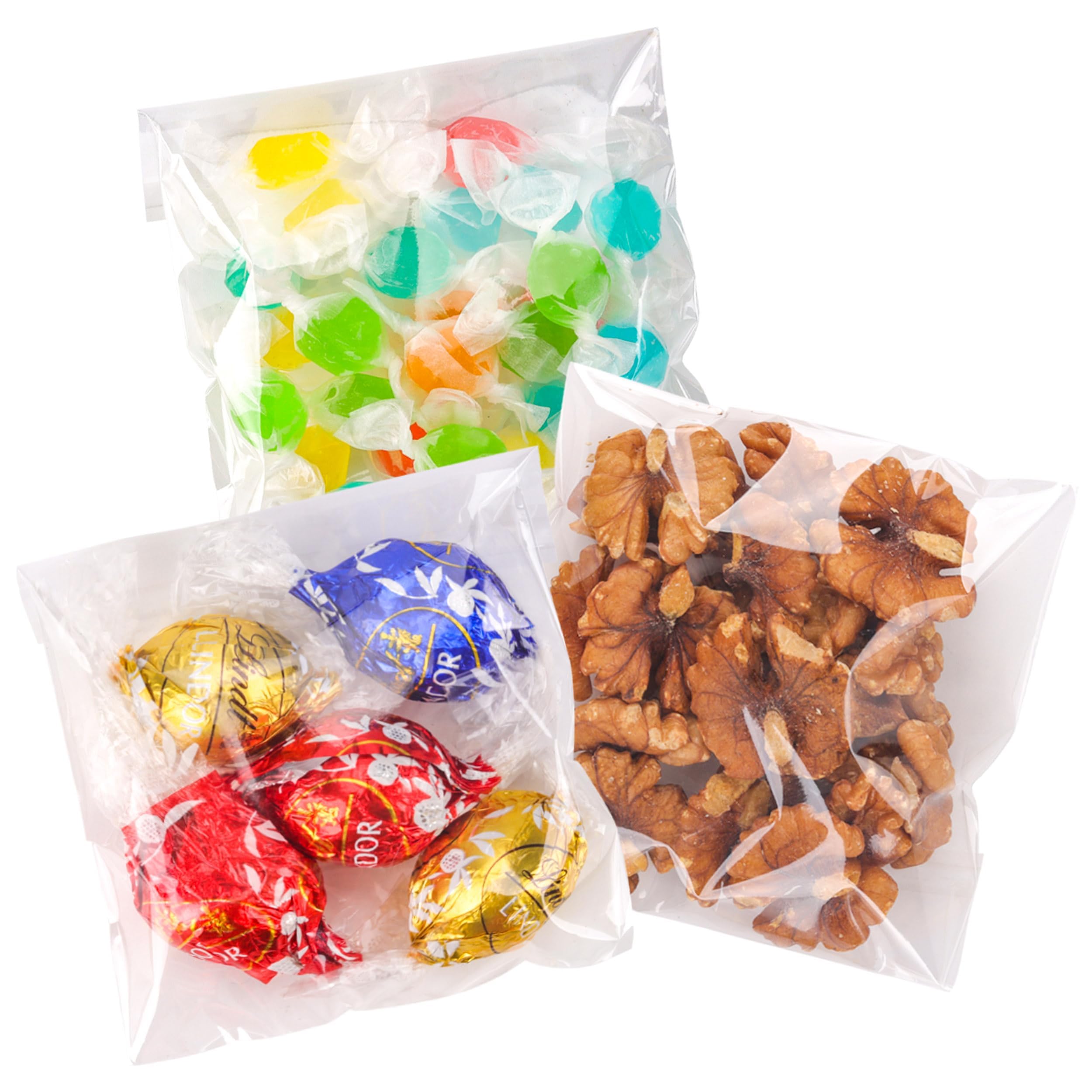 YunKo 100PACK Self Sealing Cellophane Bags Clear Cookie Bags for Gift Giving Treat bags for Packaging Cookies, Candy, Gifts(4x4 Inch)