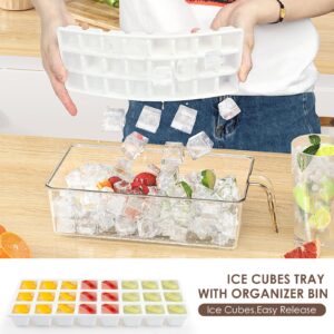 VIVAIVE 4 Pack Fridge Organizers and Storage,Clear Refrigerator Organizer Bins with Lids,Egg Container,Ice Cube Tray,Stackable Pantry Organizers with Removable Dividers,Ideal Fridge Organization