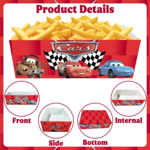 Cars Birthday Party Supplies, Cars Party Decorations, 24pcs Cars Paper Food Trays, Cars Party Favors Movie Snack Trays Hot Dog Popcorn