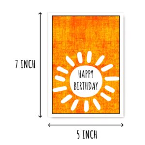 EruditeGifts Happy Birthday Sun Mustard Yellow Greetings Card - Happy Birthday Sunshine Card - Happy Birthday Card For Friend - You Are My Sunshine Card