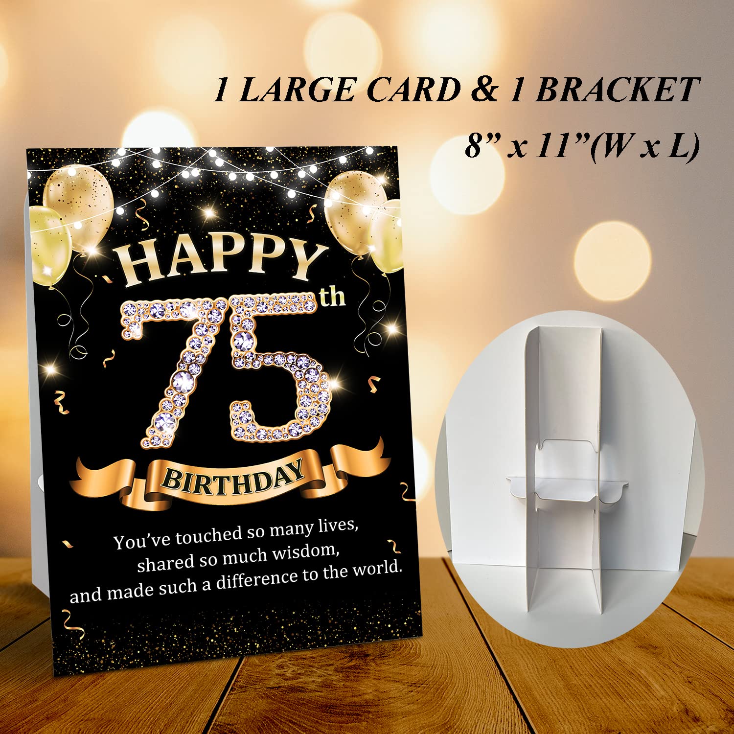 CMHIE 75th Birthday Party Signs with Paper Holder - Black Gold 75 Year Birthday Party Table Signs Decorations for Happy Birthday Party Activities Celebration Reception Table Supplies - dangold14