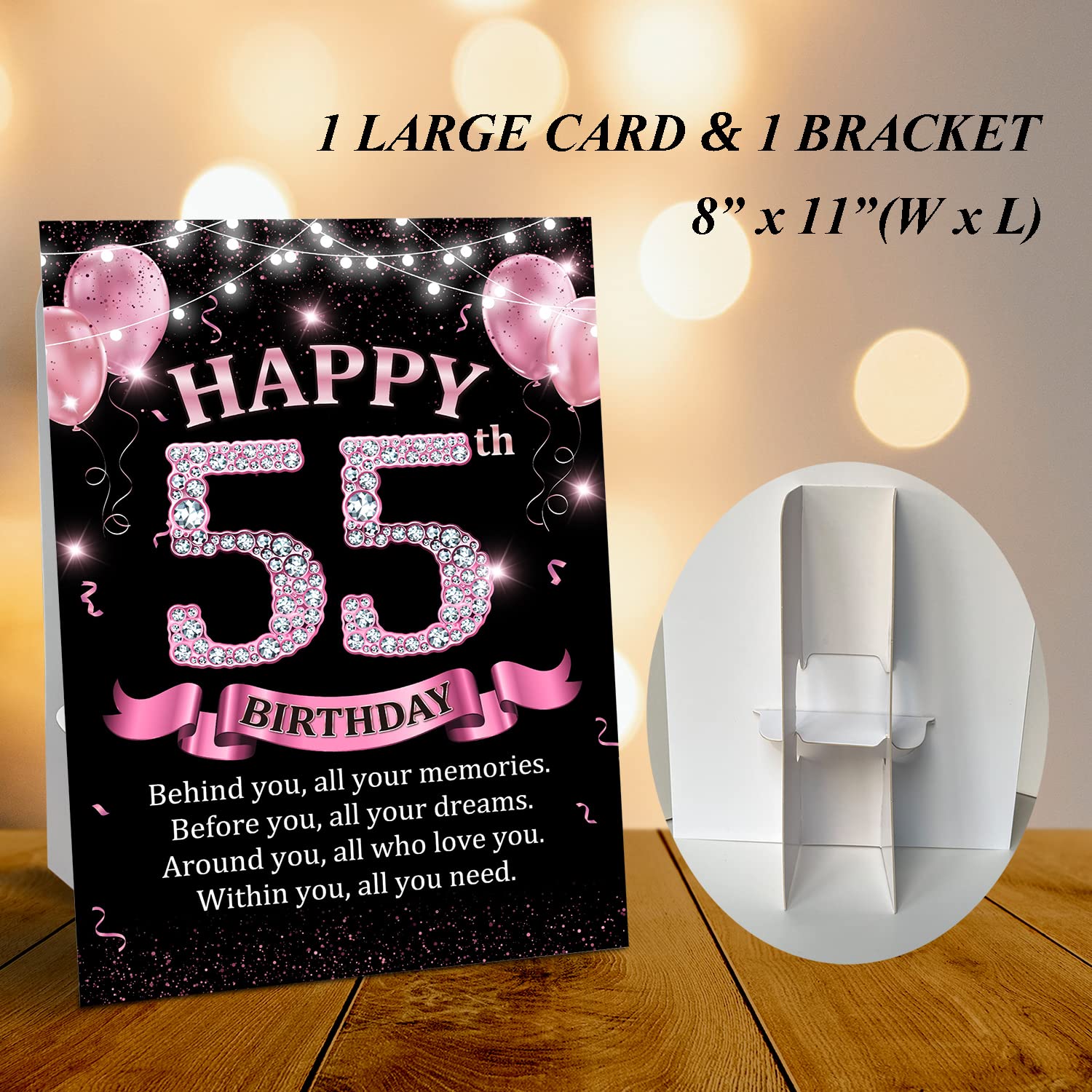 CMHIE 55th Birthday Party Signs with Paper Holder - Rose Gold 55 Year Birthday Party Table Signs Decorations for Happy Birthday Party Activities Celebration Reception Table Supplies - danpink10