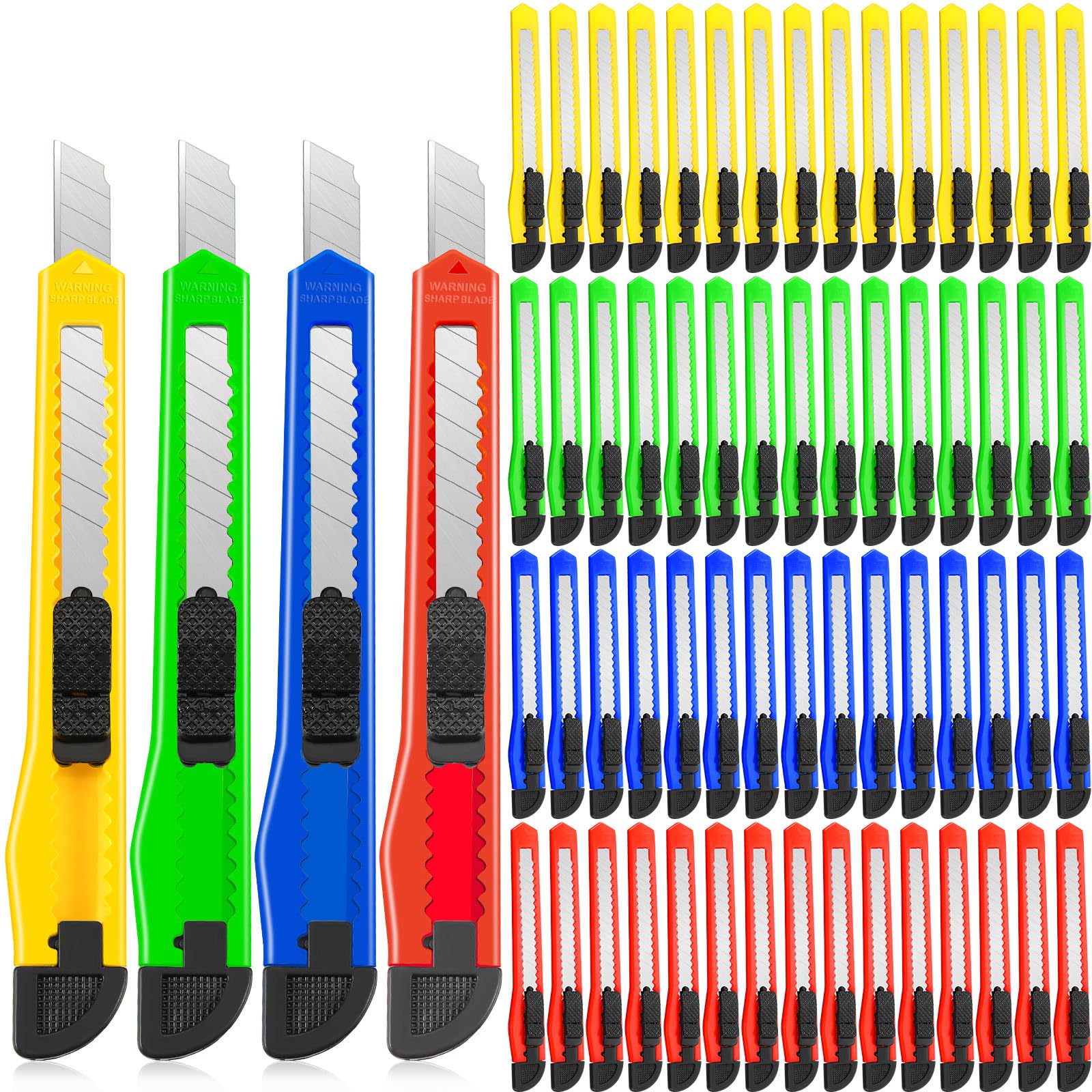 Lanties 300 Pcs Box Cutters Retractable Utility Knife Office Supplies 9mm Wide Blade Cutter Compact Razor Knife for Home Use(Multicolor)