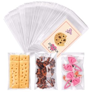 yunko 100pack self sealing cellophane bags clear cookie bags for gift giving treat bags for packaging cookies,candy,gifts（5x3 inch