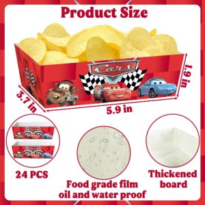 Cars Birthday Party Supplies, Cars Party Decorations, 24pcs Cars Paper Food Trays, Cars Party Favors Movie Snack Trays Hot Dog Popcorn