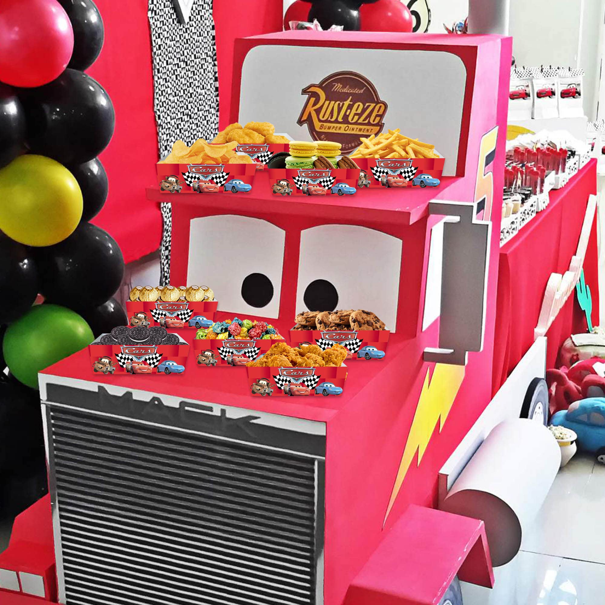 Cars Birthday Party Supplies, Cars Party Decorations, 24pcs Cars Paper Food Trays, Cars Party Favors Movie Snack Trays Hot Dog Popcorn