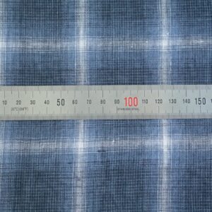 Navy Blue Linen Gradation Plaid Fabric | Versatile Fabric Material - Ideal for Sewing, Crafts and Home Decor