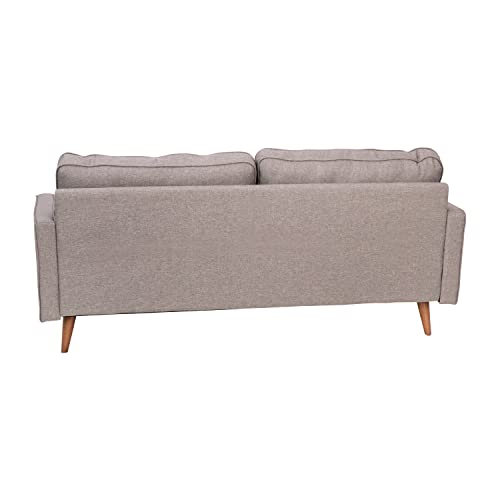 Taylor & Logan Hendrix Tufted Faux Linen Upholstered Mid-Century Modern Sofa with Solid Wood Legs in Slate Gray