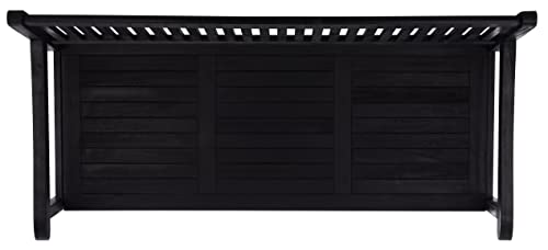 SAFAVIEH Outdoor Collection Brisbane Black Acacia Wood Storage Bench