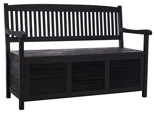 SAFAVIEH Outdoor Collection Brisbane Black Acacia Wood Storage Bench