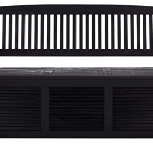 SAFAVIEH Outdoor Collection Brisbane Black Acacia Wood Storage Bench