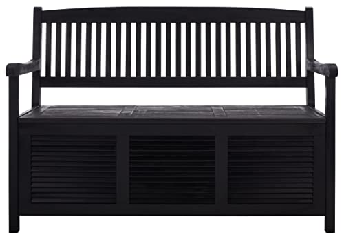 SAFAVIEH Outdoor Collection Brisbane Black Acacia Wood Storage Bench