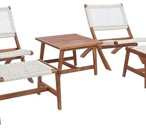 SAFAVIEH Outdoor Collection Casella Natural/White Woven 5-Piece Patio Set