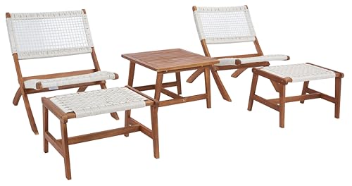 SAFAVIEH Outdoor Collection Casella Natural/White Woven 5-Piece Patio Set