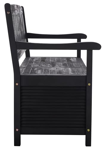 SAFAVIEH Outdoor Collection Brisbane Black Acacia Wood Storage Bench