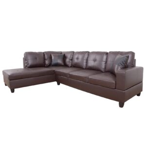 Plithzy Leather Sofa for Living Room,103" Sectional Sofa with Storage Ottoman,L Shape Couch Leather Living Room Furniture (Brown, Left Facing)