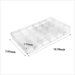 Rumhut 2 Pack Plastic Diamond Painting Storage 24 Grids Adjustable Compartment Small Storage Boxes with 4 PCS Color Chip