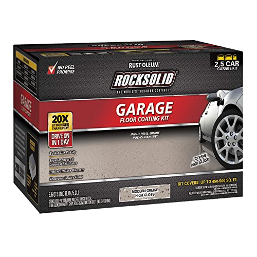 Rust-Oleum 381087 RockSolid Polycuramine 2.5 Car Garage Floor Coating Kit, Modern Greige, 180 Fl Oz (Pack of 1)